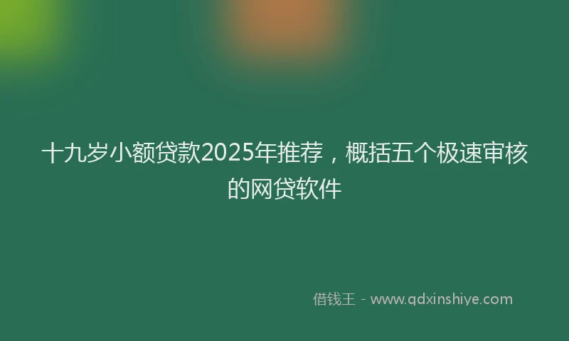 十九岁小额贷款2025年推荐，概括五个极速审核的网贷软件