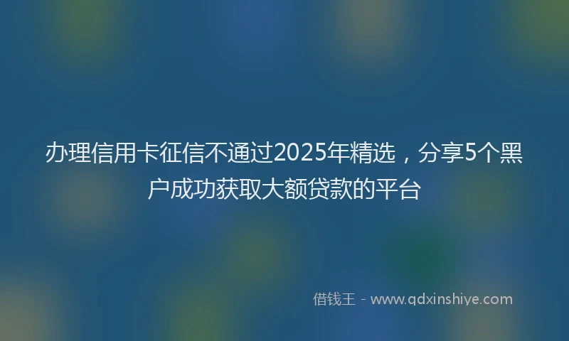 办理信用卡征信不通过2025年精选，分享5个黑户成功获取大额贷款的平台