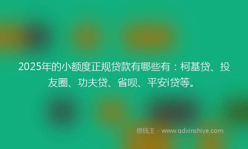 2025年的小额度正规贷款有哪些有：柯基贷、投友圈、功夫贷、省呗、平安i贷等。
