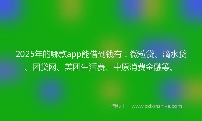 2025年的哪款app能借到钱有：微粒贷、滴水贷、团贷网、美团生活费、中原消费金融等。