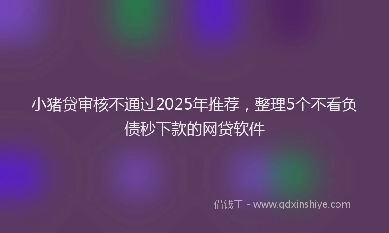 小猪贷审核不通过2025年推荐，整理5个不看负债秒下款的网贷软件