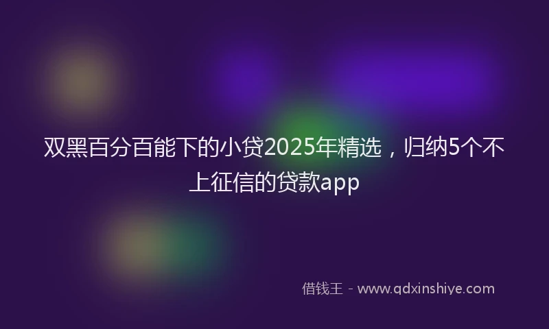双黑百分百能下的小贷2025年精选，归纳5个不上征信的贷款app