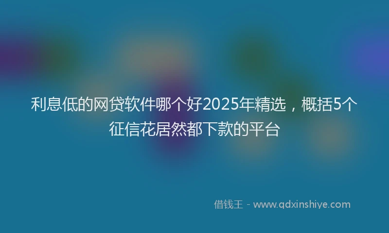 利息低的网贷软件哪个好2025年精选，概括5个征信花居然都下款的平台