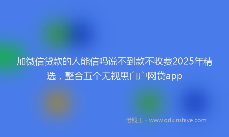 加微信贷款的人能信吗说不到款不收费2025年精选，整合五个无视黑白户网贷app