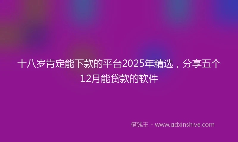 十八岁肯定能下款的平台2025年精选，分享五个12月能贷款的软件