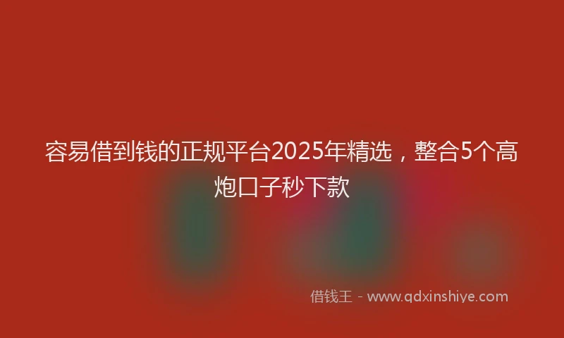 容易借到钱的正规平台2025年精选，整合5个高炮口子秒下款