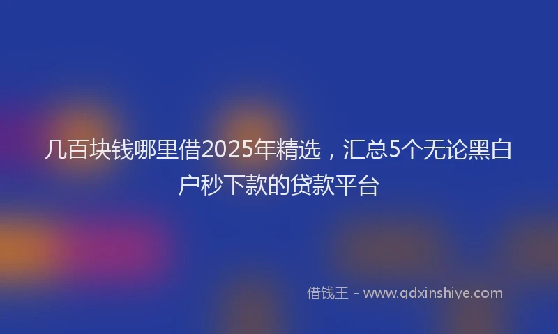 几百块钱哪里借2025年精选，汇总5个无论黑白户秒下款的贷款平台