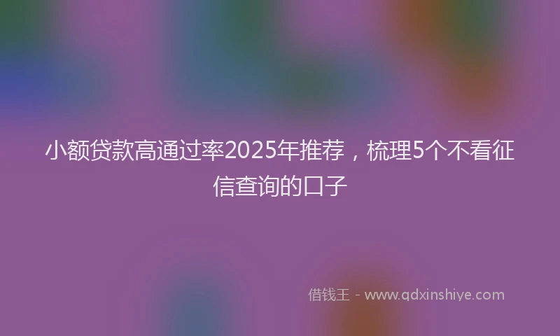 小额贷款高通过率2025年推荐，梳理5个不看征信查询的口子