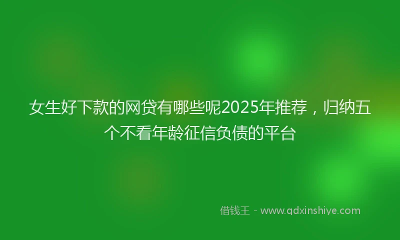 女生好下款的网贷有哪些呢2025年推荐，归纳五个不看年龄征信负债的平台
