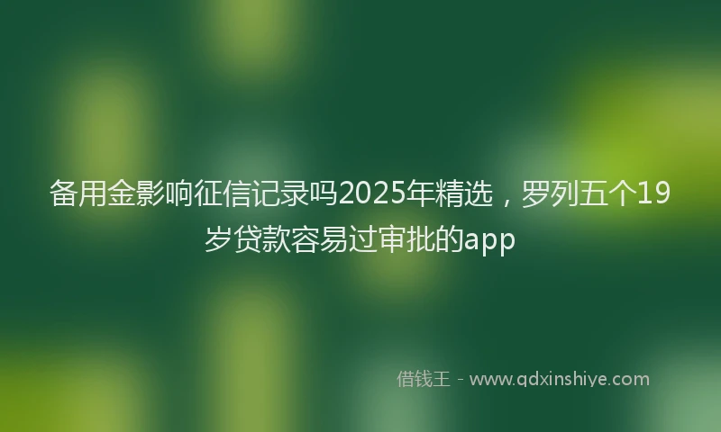 备用金影响征信记录吗2025年精选，罗列五个19岁贷款容易过审批的app