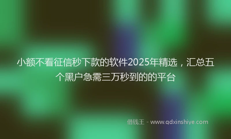 小额不看征信秒下款的软件2025年精选，汇总五个黑户急需三万秒到的的平台