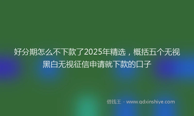 好分期怎么不下款了2025年精选，概括五个无视黑白无视征信申请就下款的口子
