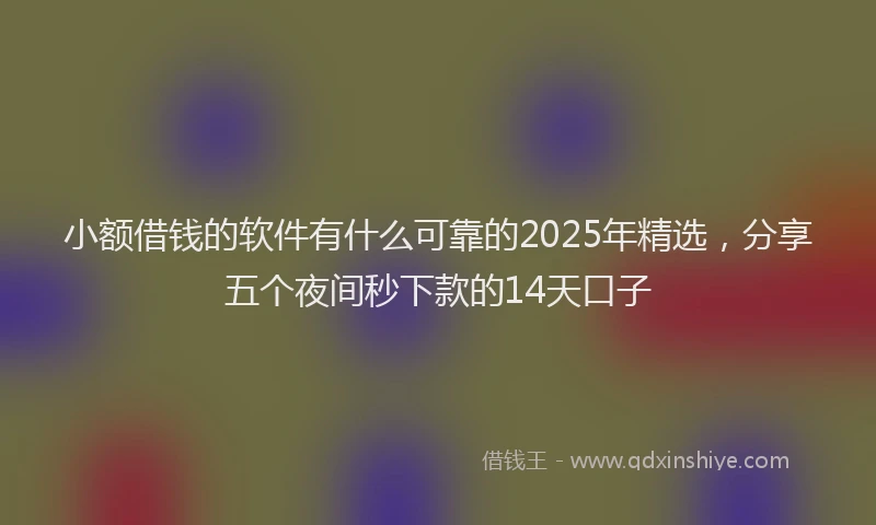 小额借钱的软件有什么可靠的2025年精选，分享五个夜间秒下款的14天口子