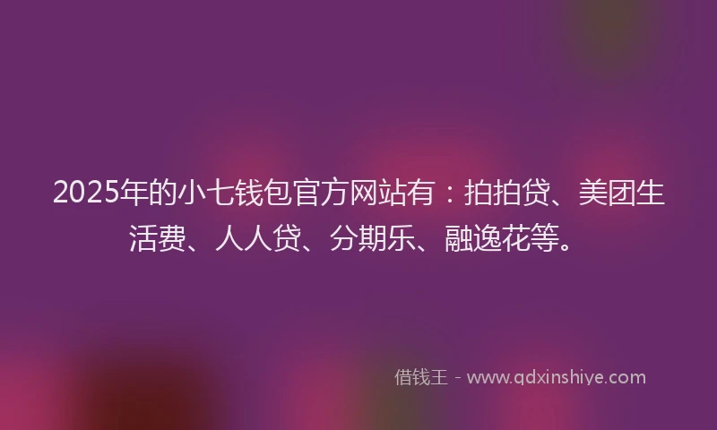 2025年的小七钱包官方网站有：拍拍贷、美团生活费、人人贷、分期乐、融逸花等。