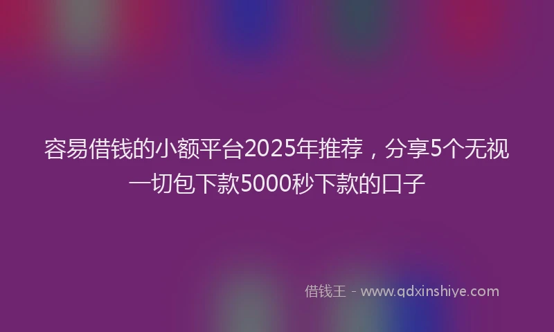 容易借钱的小额平台2025年推荐，分享5个无视一切包下款5000秒下款的口子