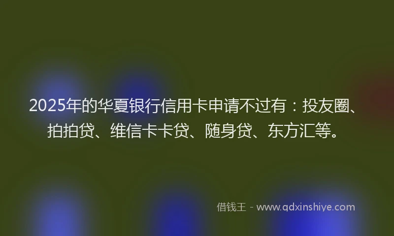 2025年的华夏银行信用卡申请不过有：投友圈、拍拍贷、维信卡卡贷、随身贷、东方汇等。