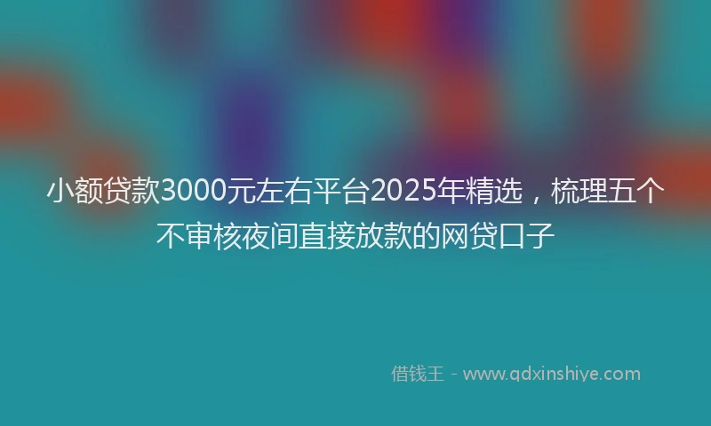 小额贷款3000元左右平台2025年精选，梳理五个不审核夜间直接放款的网贷口子