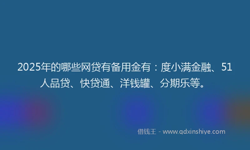 2025年的哪些网贷有备用金有：度小满金融、51人品贷、快贷通、洋钱罐、分期乐等。