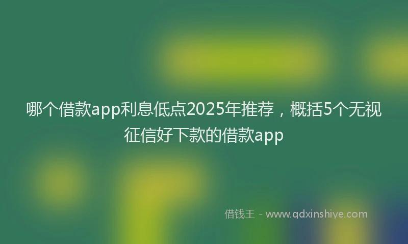 哪个借款app利息低点2025年推荐，概括5个无视征信好下款的借款app