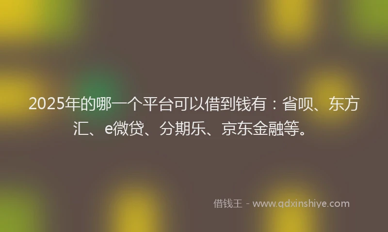 2025年的哪一个平台可以借到钱有：省呗、东方汇、e微贷、分期乐、京东金融等。