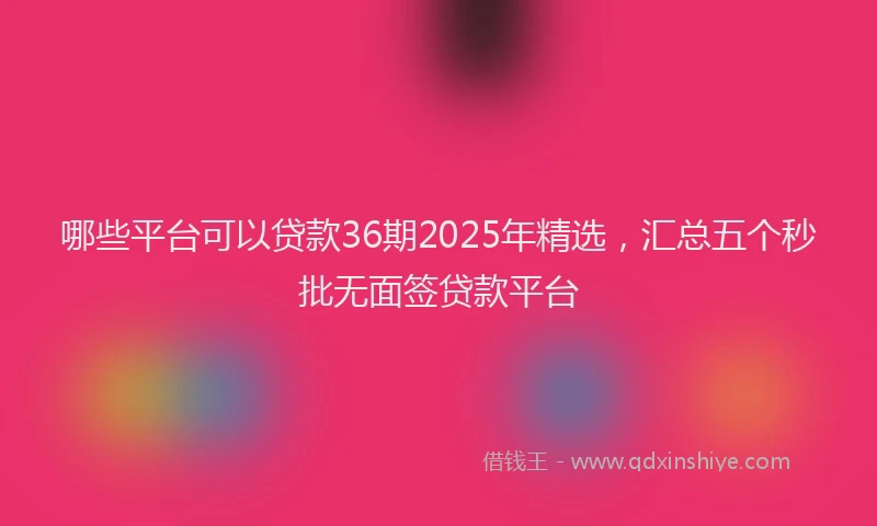 哪些平台可以贷款36期2025年精选，汇总五个秒批无面签贷款平台