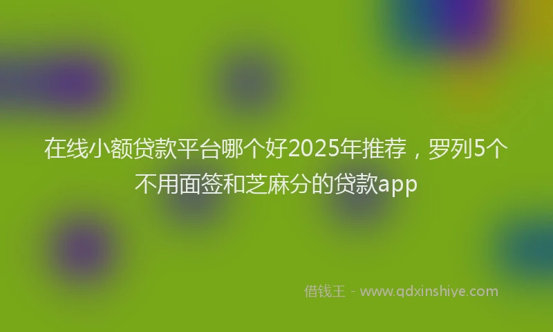 在线小额贷款平台哪个好2025年推荐，罗列5个不用面签和芝麻分的贷款app