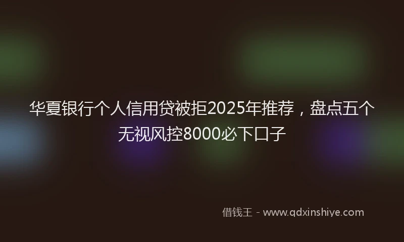 华夏银行个人信用贷被拒2025年推荐，盘点五个无视风控8000必下口子