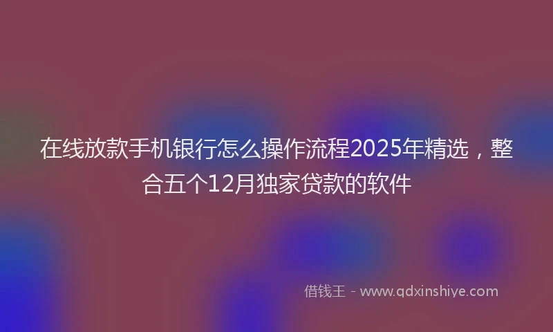 在线放款手机银行怎么操作流程2025年精选，整合五个12月独家贷款的软件