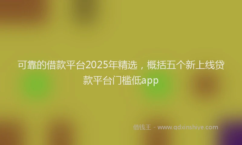 可靠的借款平台2025年精选，概括五个新上线贷款平台门槛低app