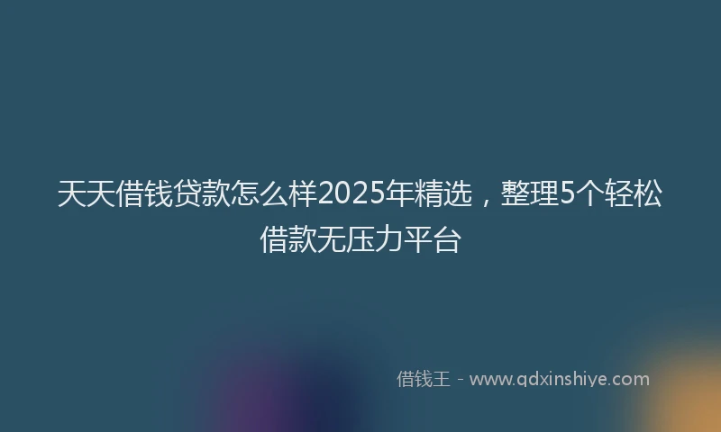 天天借钱贷款怎么样2025年精选，整理5个轻松借款无压力平台