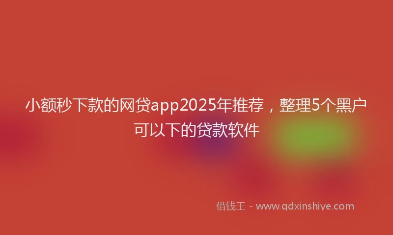 小额秒下款的网贷app2025年推荐，整理5个黑户可以下的贷款软件
