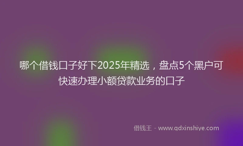 哪个借钱口子好下2025年精选，盘点5个黑户可快速办理小额贷款业务的口子