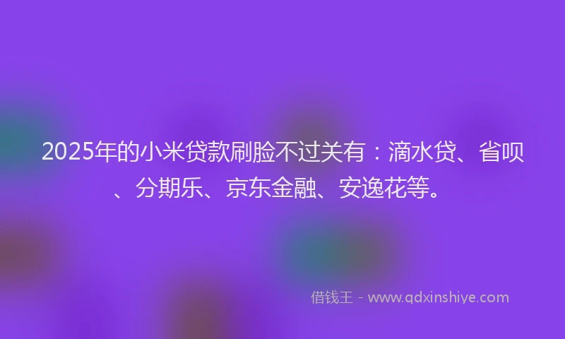 2025年的小米贷款刷脸不过关有：滴水贷、省呗、分期乐、京东金融、安逸花等。