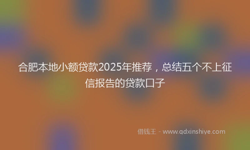 合肥本地小额贷款2025年推荐，总结五个不上征信报告的贷款口子