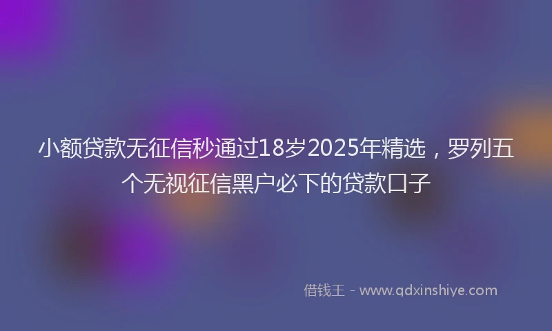 小额贷款无征信秒通过18岁2025年精选，罗列五个无视征信黑户必下的贷款口子