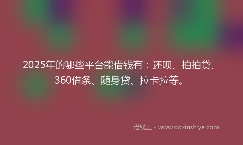 2025年的哪些平台能借钱有：还呗、拍拍贷、360借条、随身贷、拉卡拉等。