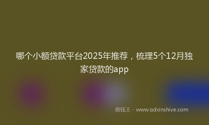 哪个小额贷款平台2025年推荐，梳理5个12月独家贷款的app
