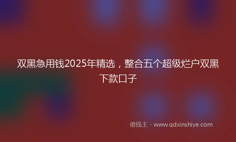 双黑急用钱2025年精选，整合五个超级烂户双黑下款口子