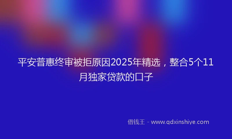 平安普惠终审被拒原因2025年精选，整合5个11月独家贷款的口子