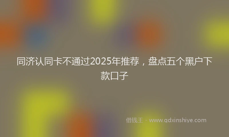 同济认同卡不通过2025年推荐，盘点五个黑户下款口子