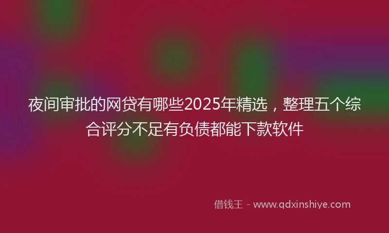 夜间审批的网贷有哪些2025年精选，整理五个综合评分不足有负债都能下款软件