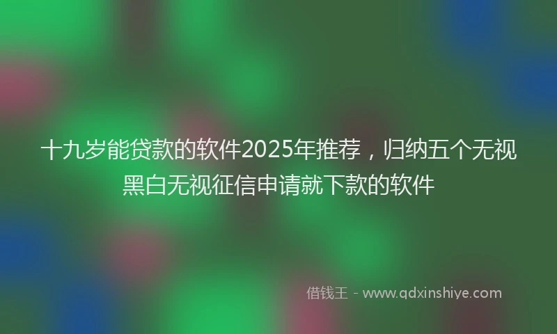 十九岁能贷款的软件2025年推荐，归纳五个无视黑白无视征信申请就下款的软件