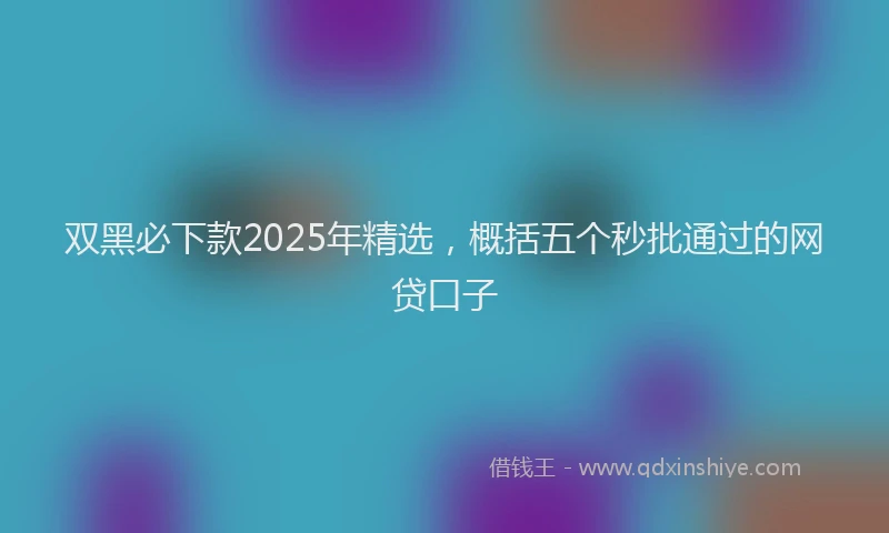 双黑必下款2025年精选，概括五个秒批通过的网贷口子