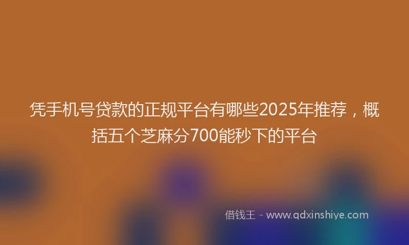 凭手机号贷款的正规平台有哪些2025年推荐，概括五个芝麻分700能秒下的平台