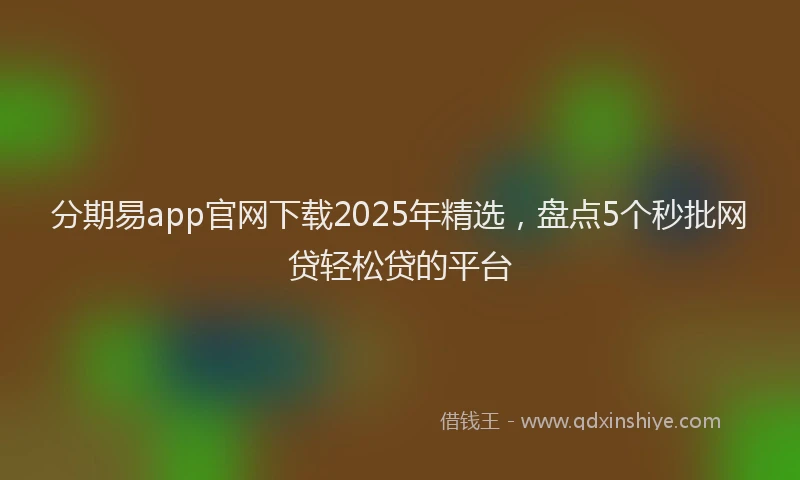 分期易app官网下载2025年精选，盘点5个秒批网贷轻松贷的平台