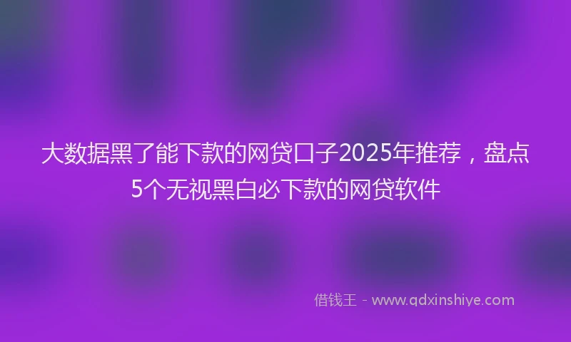 大数据黑了能下款的网贷口子2025年推荐，盘点5个无视黑白必下款的网贷软件