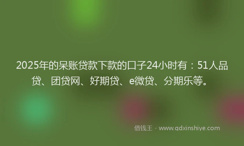 2025年的呆账贷款下款的口子24小时有：51人品贷、团贷网、好期贷、e微贷、分期乐等。