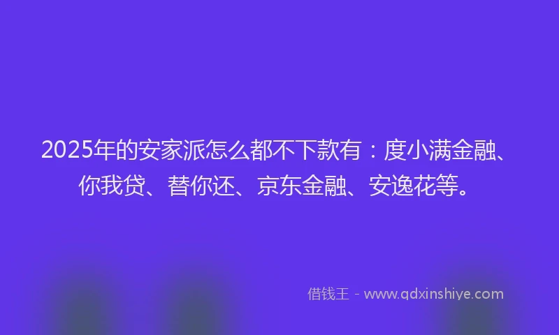 2025年的安家派怎么都不下款有：度小满金融、你我贷、替你还、京东金融、安逸花等。