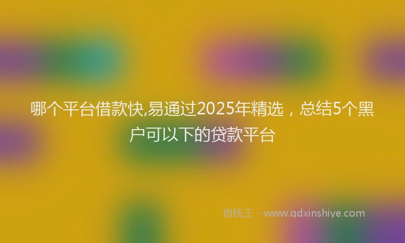 哪个平台借款快,易通过2025年精选，总结5个黑户可以下的贷款平台