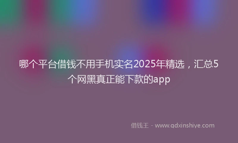 哪个平台借钱不用手机实名2025年精选，汇总5个网黑真正能下款的app